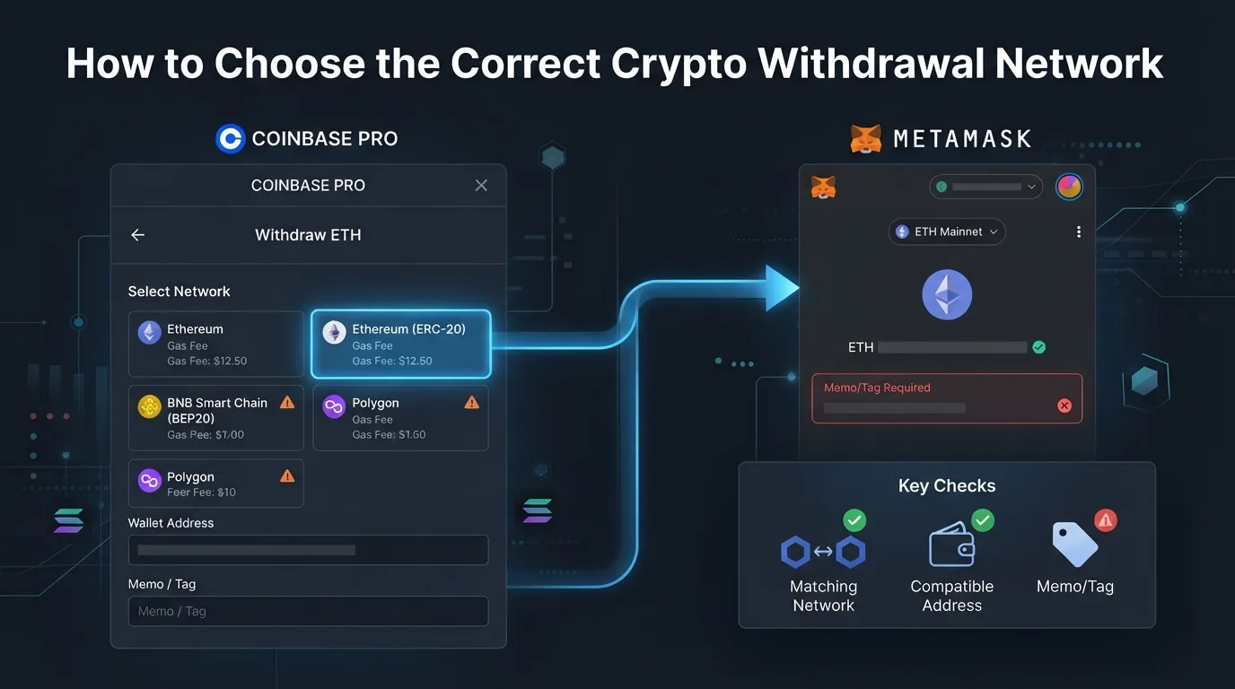 Featured illustration for Binance Crypto Withdrawal Fees Explained: Coin and Network Selection